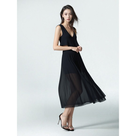 Tiare Hawaii Desert Island Maxi Dress Women One Size Black Cut Out Gauzy‎ Beachy - Picture 1 of 8